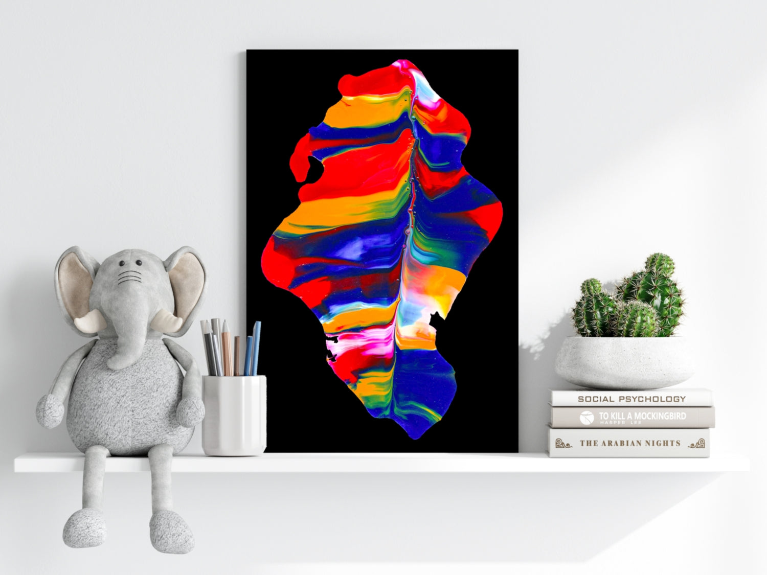 Rainbow Ribbon Marble Blob Aluminum Print
