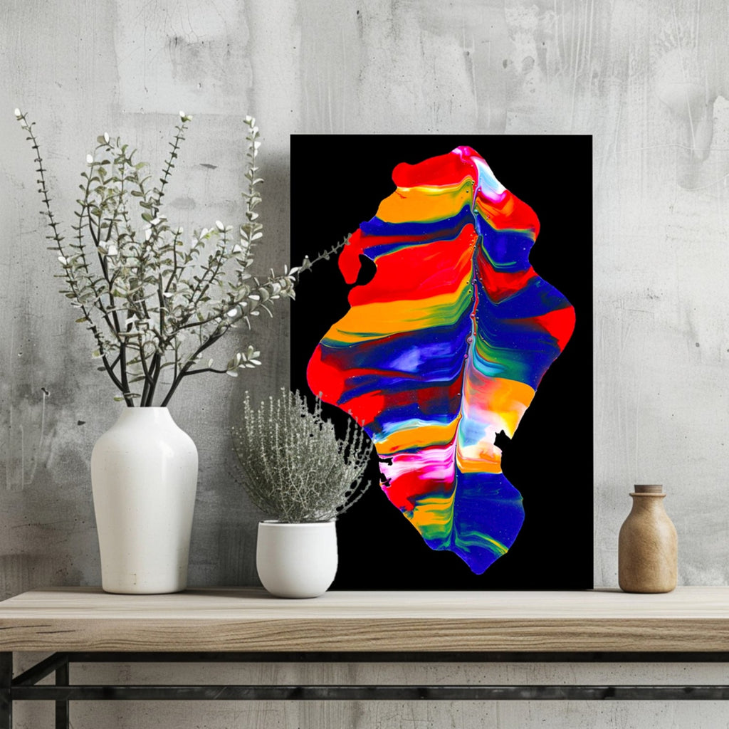 Rainbow Ribbon Marble Blob Aluminum Print