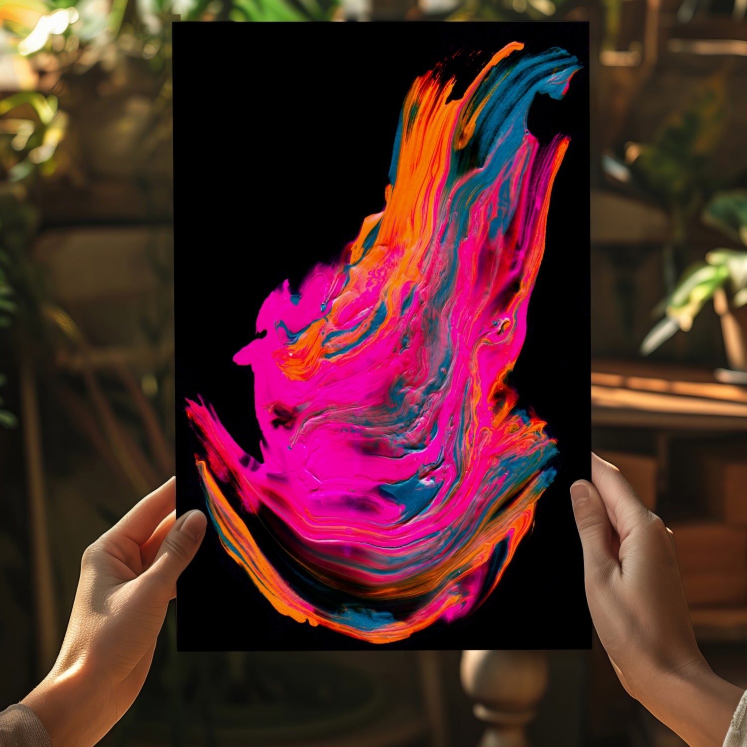 Neon Pink Paint Splash Aluminum Print