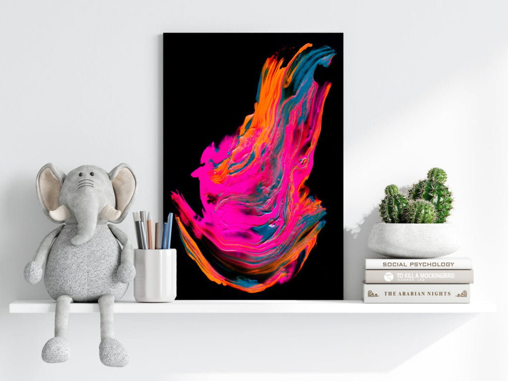 Neon Pink Paint Splash Aluminum Print