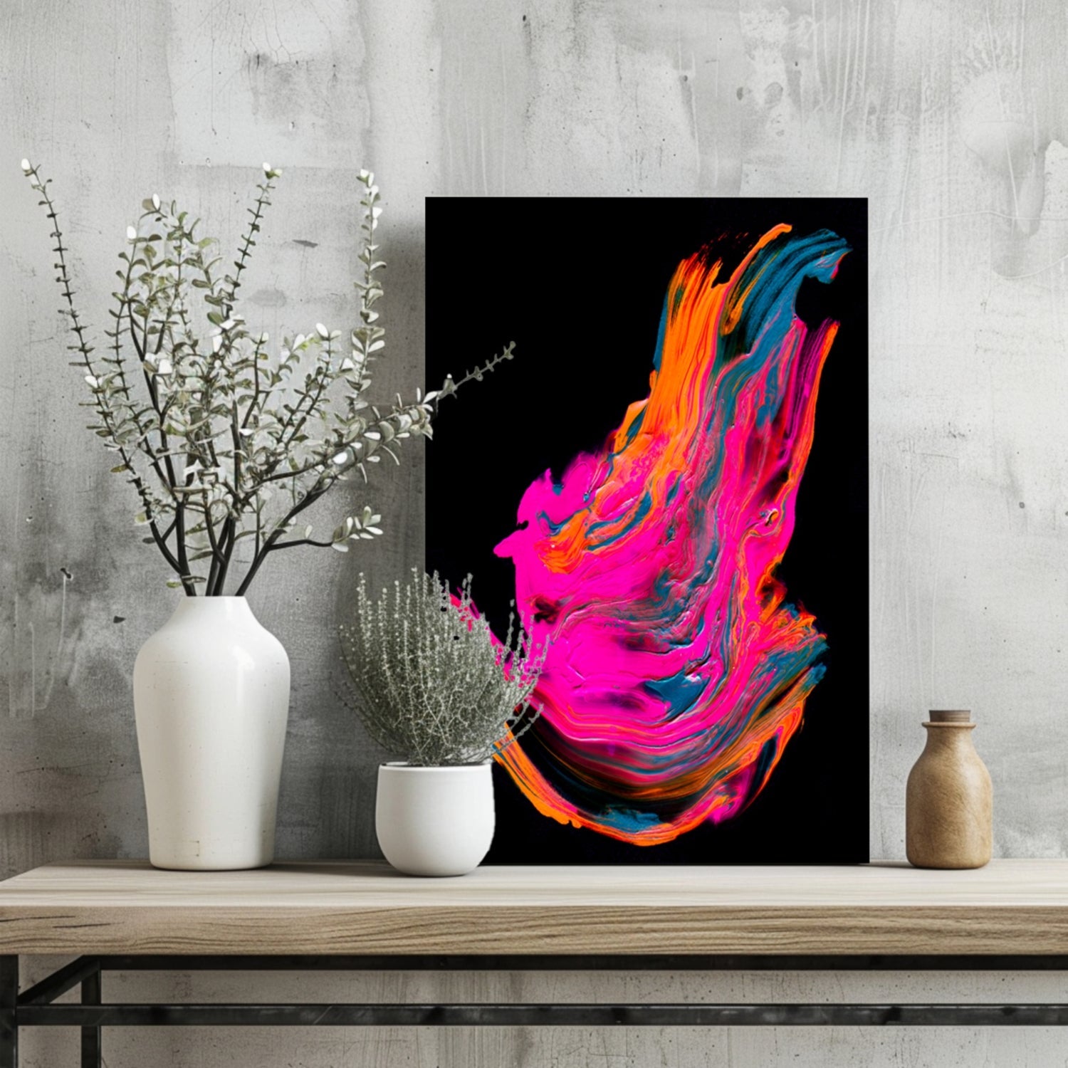 Neon Pink Paint Splash Aluminum Print