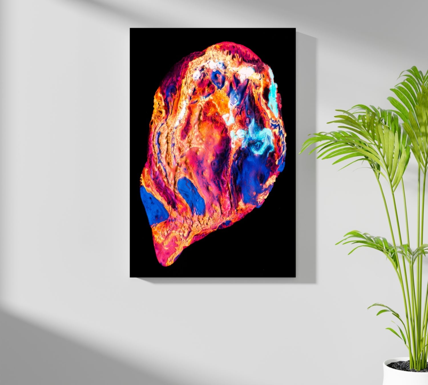 Molten Fire and Blue Abstract Aluminum Print