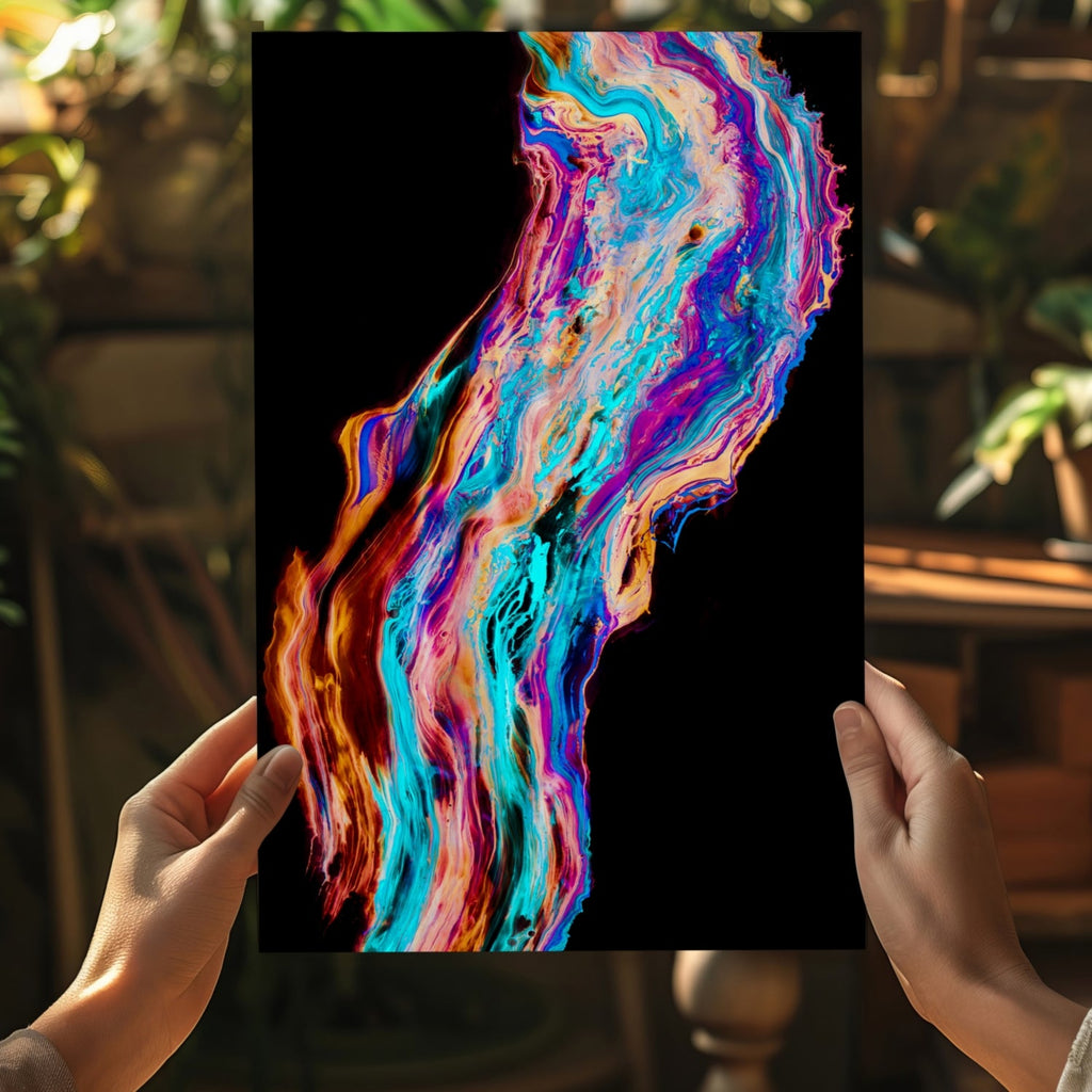 Iridescent Paint Stream Aluminum Print