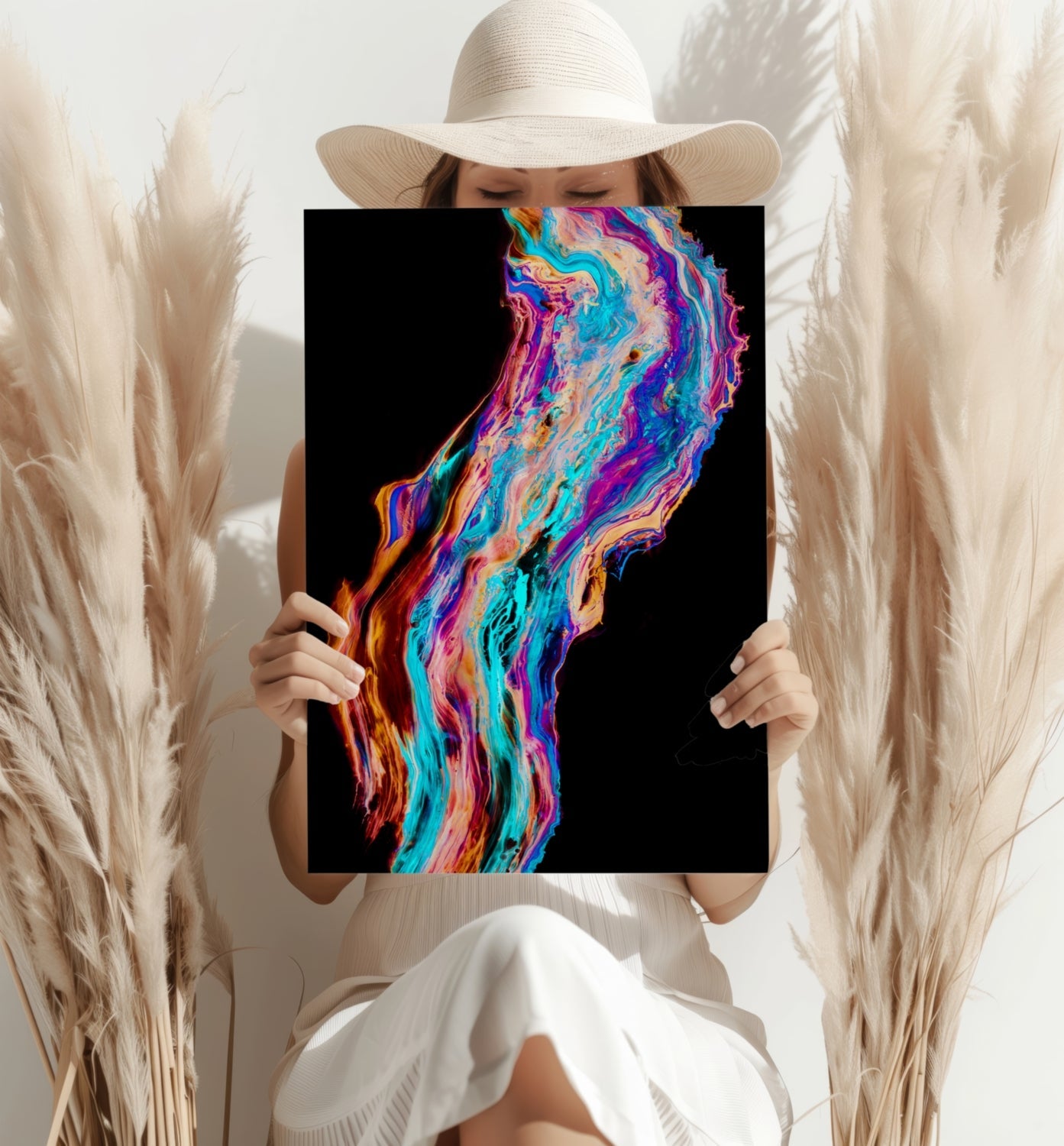 Iridescent Paint Stream Aluminum Print