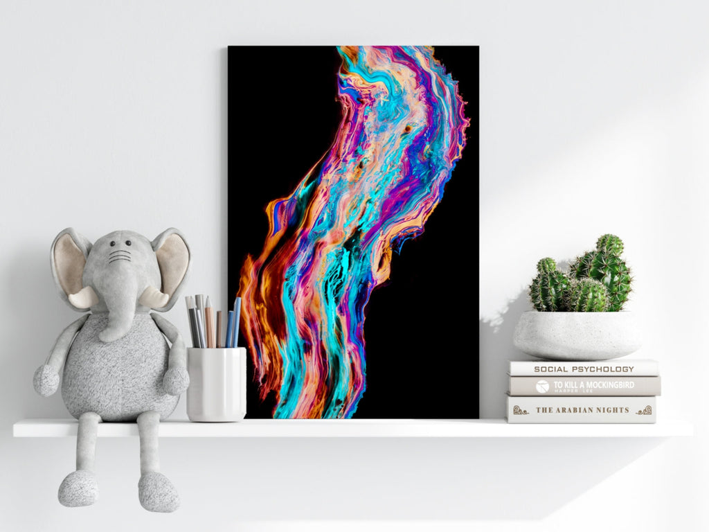 Iridescent Paint Stream Aluminum Print