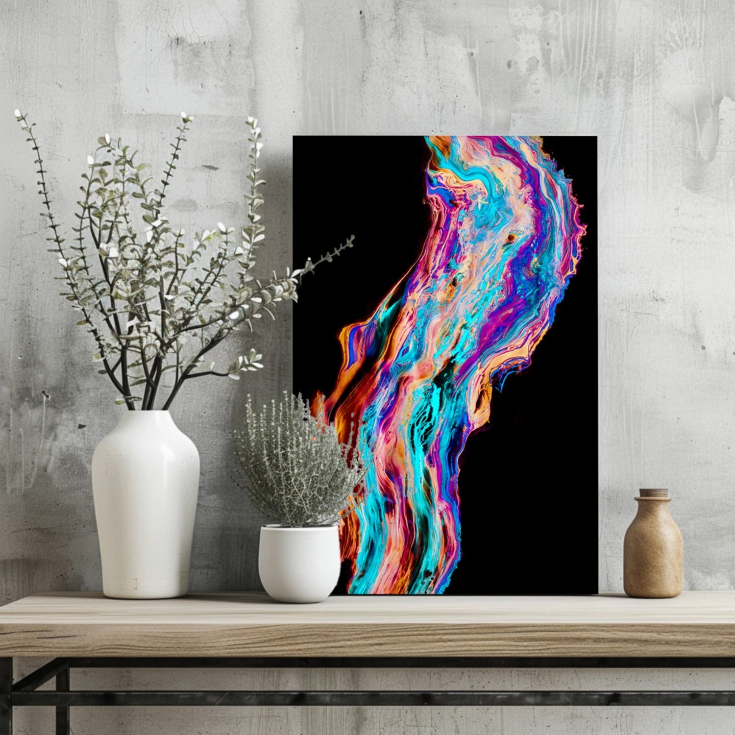 Iridescent Paint Stream Aluminum Print