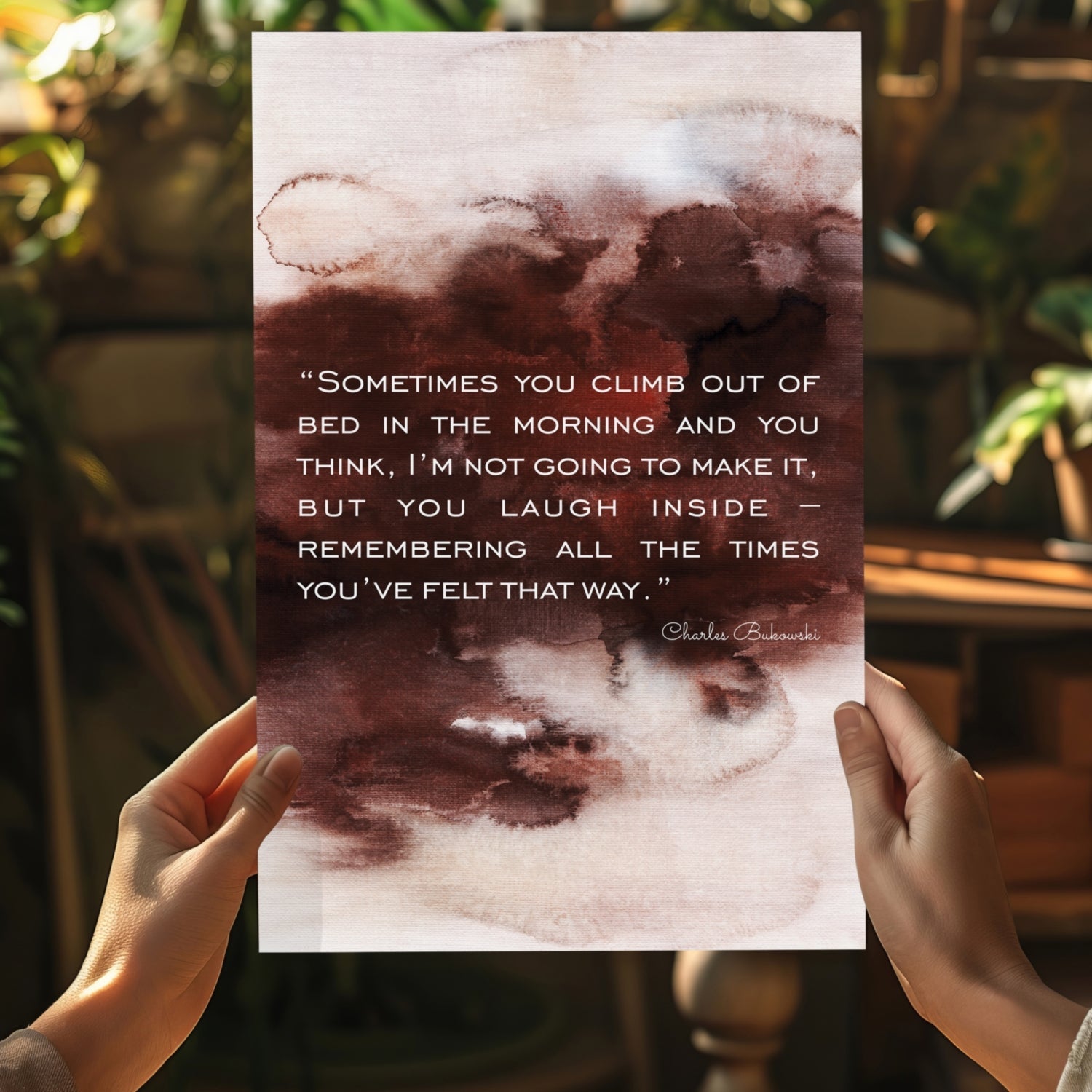 Rust Watercolor Wash Morning Quote Aluminum Print