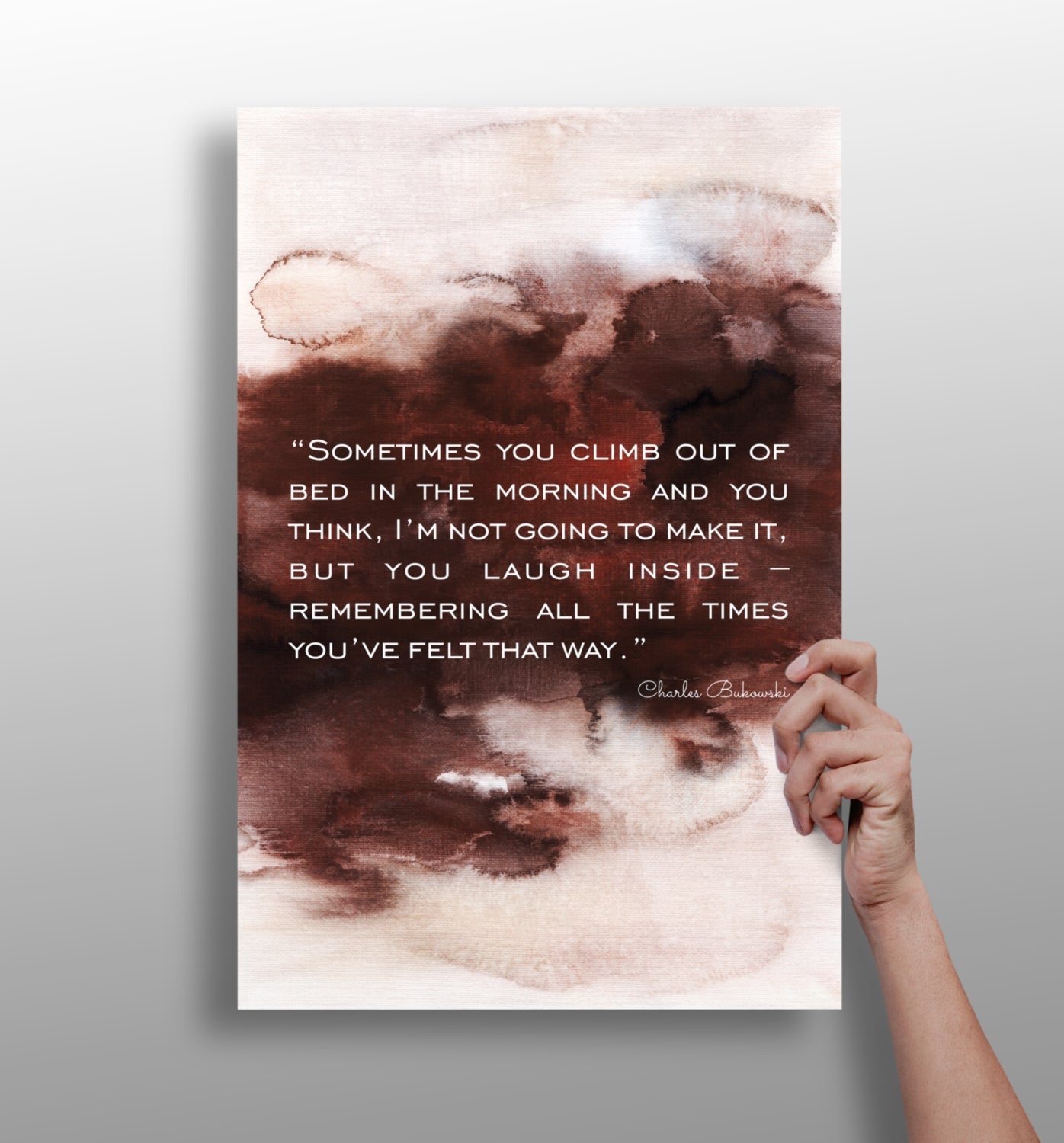 Rust Watercolor Wash Morning Quote Aluminum Print