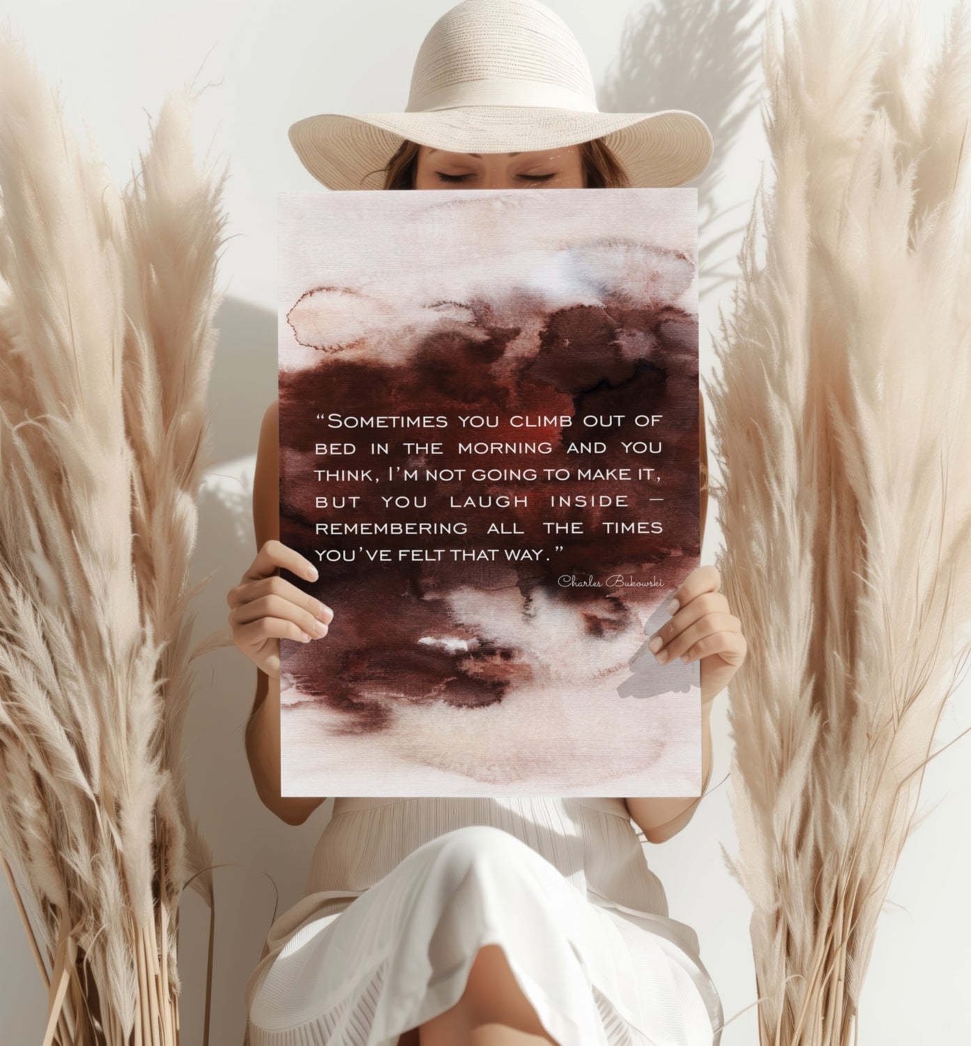 Rust Watercolor Wash Morning Quote Aluminum Print
