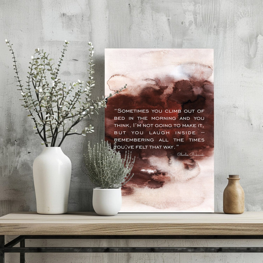 Rust Watercolor Wash Morning Quote Aluminum Print