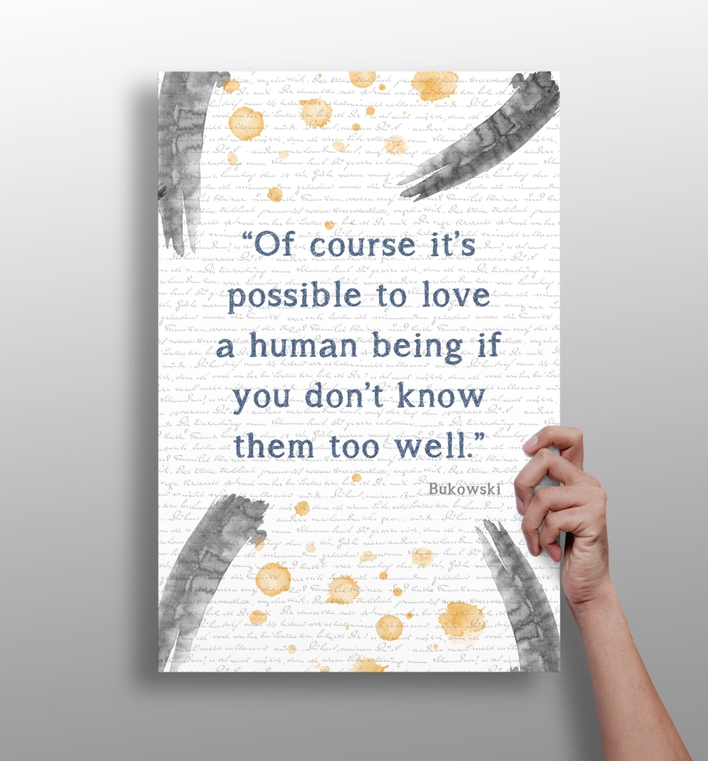 Navy Quote Gold Splash Handwriting Script Aluminum Print