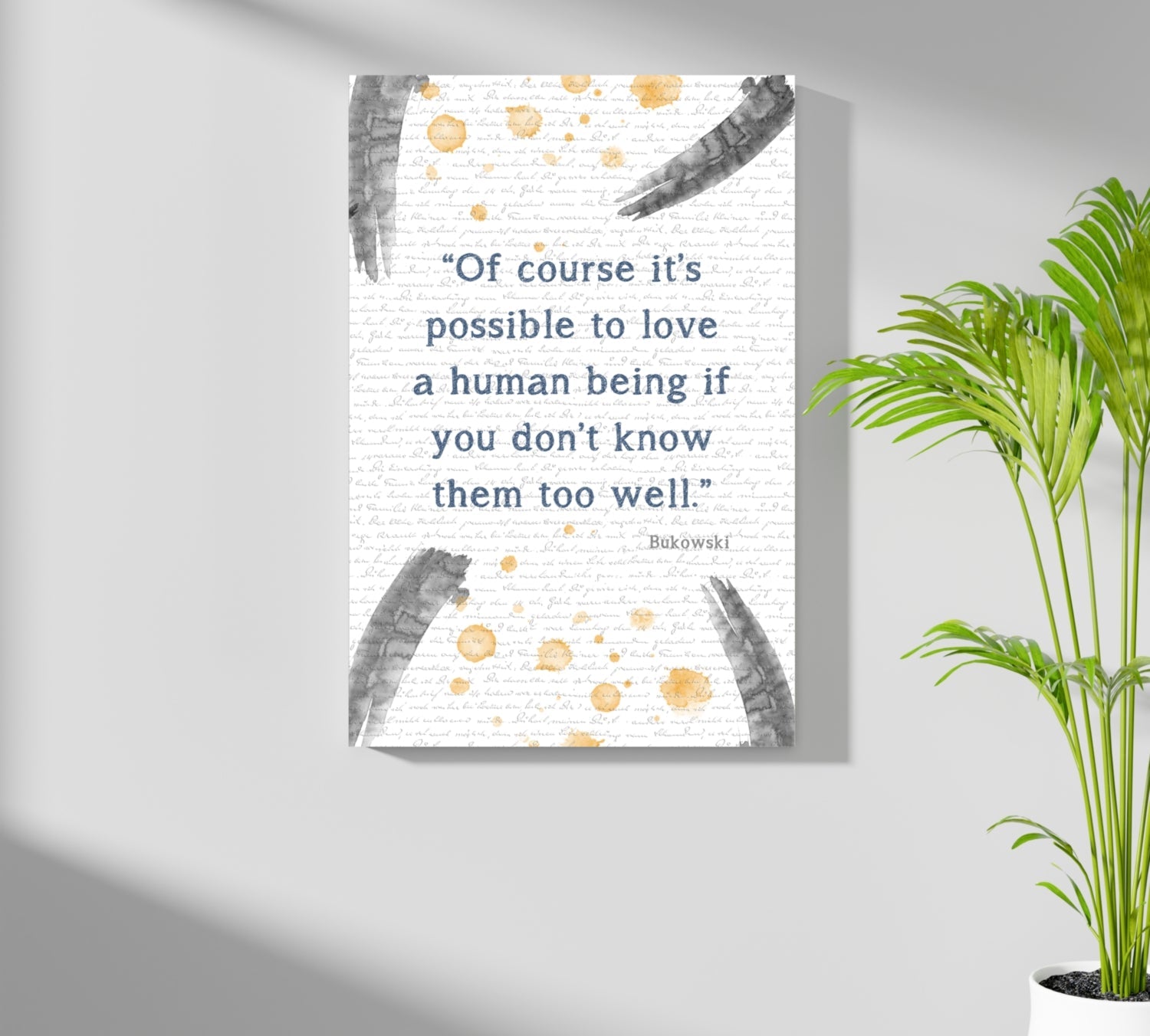 Navy Quote Gold Splash Handwriting Script Aluminum Print