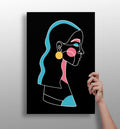 Yellow Earring Line Art Woman Profile Aluminum Print
