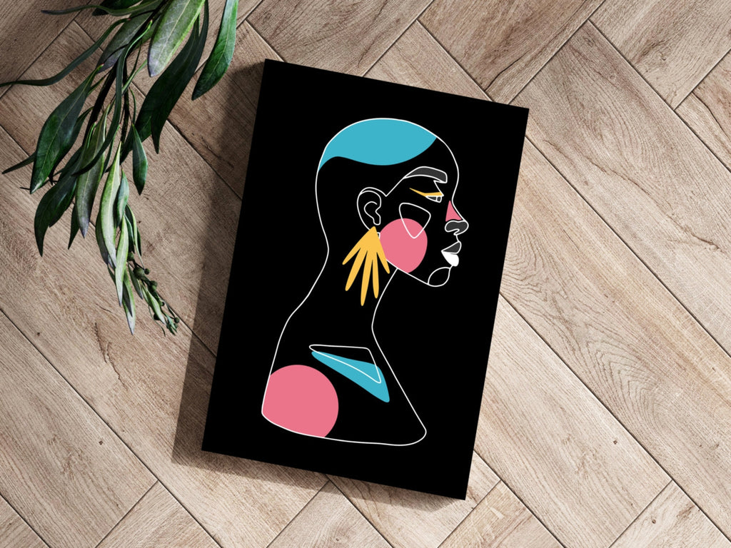 Fan Earring Pink Circles Line Art Woman Aluminum Print
