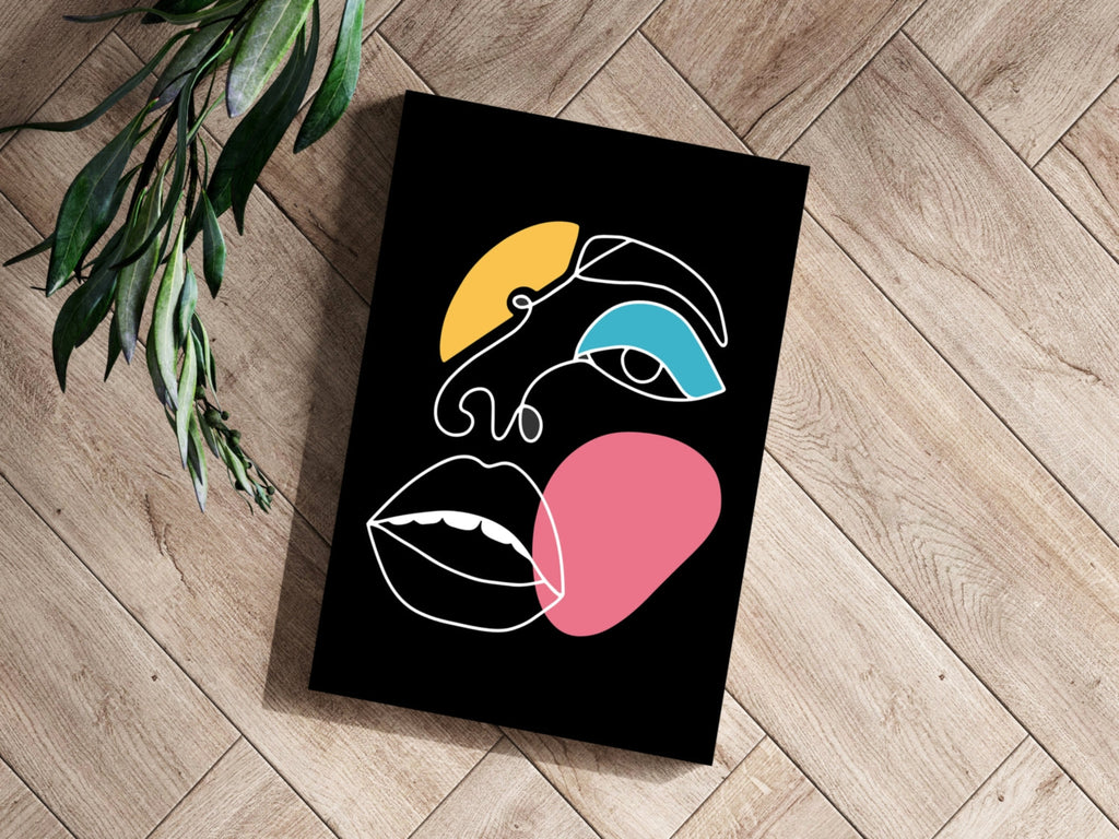 Single Line Eye and Lips Face Aluminum Print