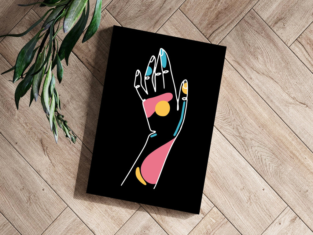 Raised Hand Colored Nails Line Aluminum Print
