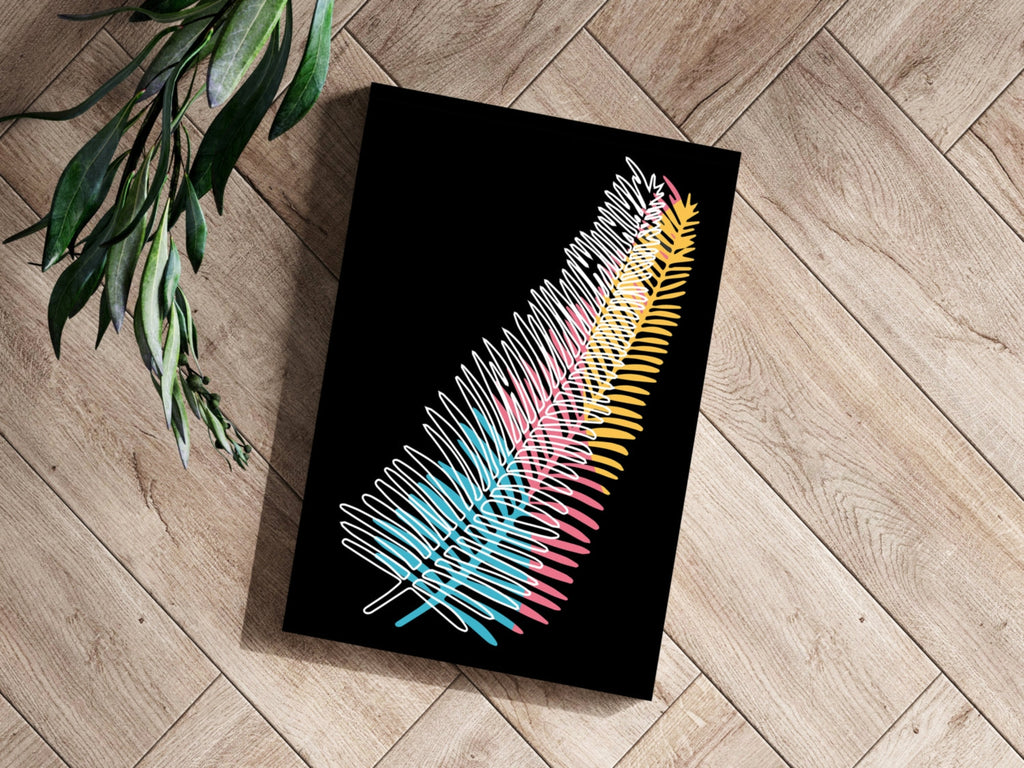 Neon Gradient Scribble Fern Aluminum Print