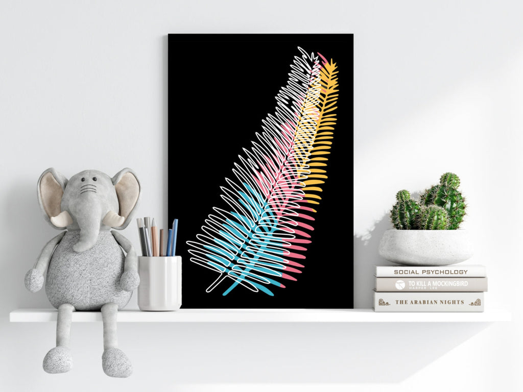 Neon Gradient Scribble Fern Aluminum Print