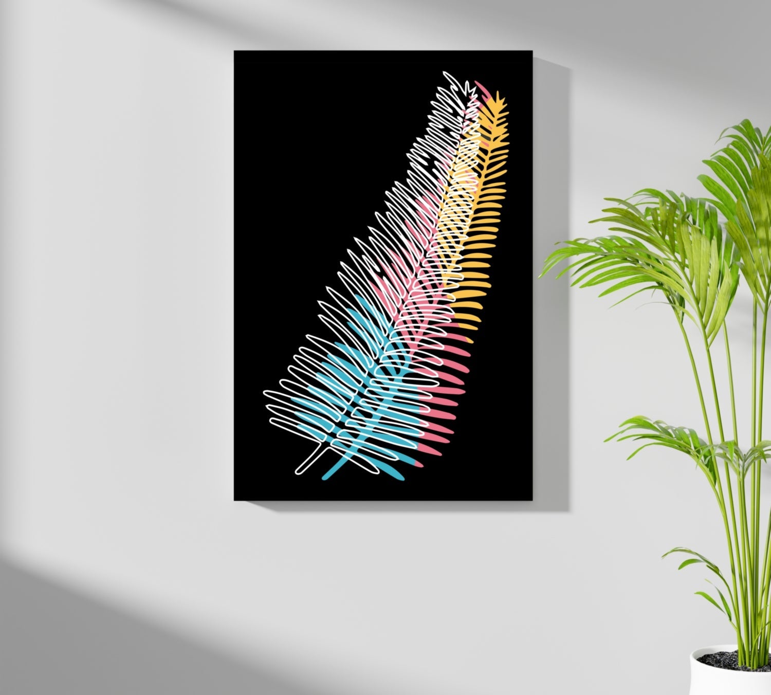 Neon Gradient Scribble Fern Aluminum Print