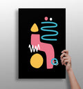 Black Backdrop Pink Squiggle Shapes Aluminum Print