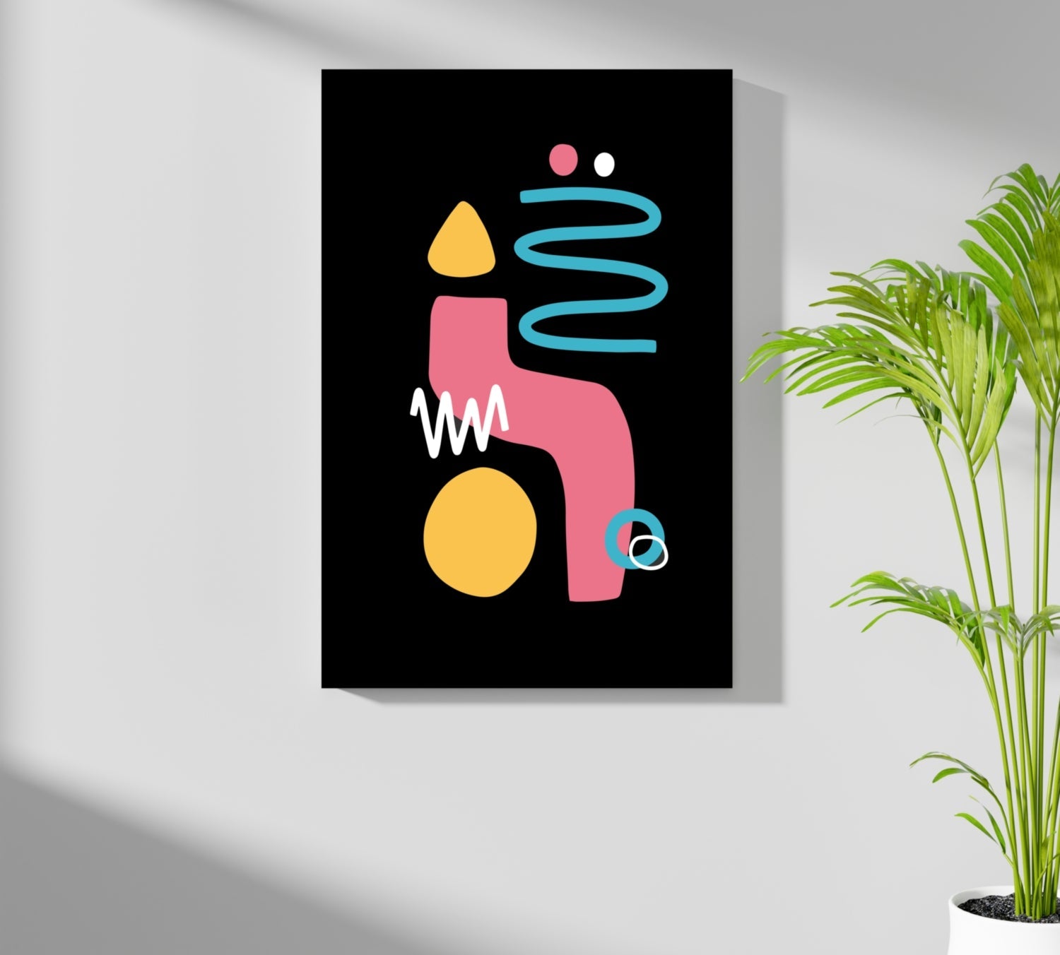 Black Backdrop Pink Squiggle Shapes Aluminum Print