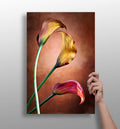 Golden Calla Lily Trio Copper Aluminum Print