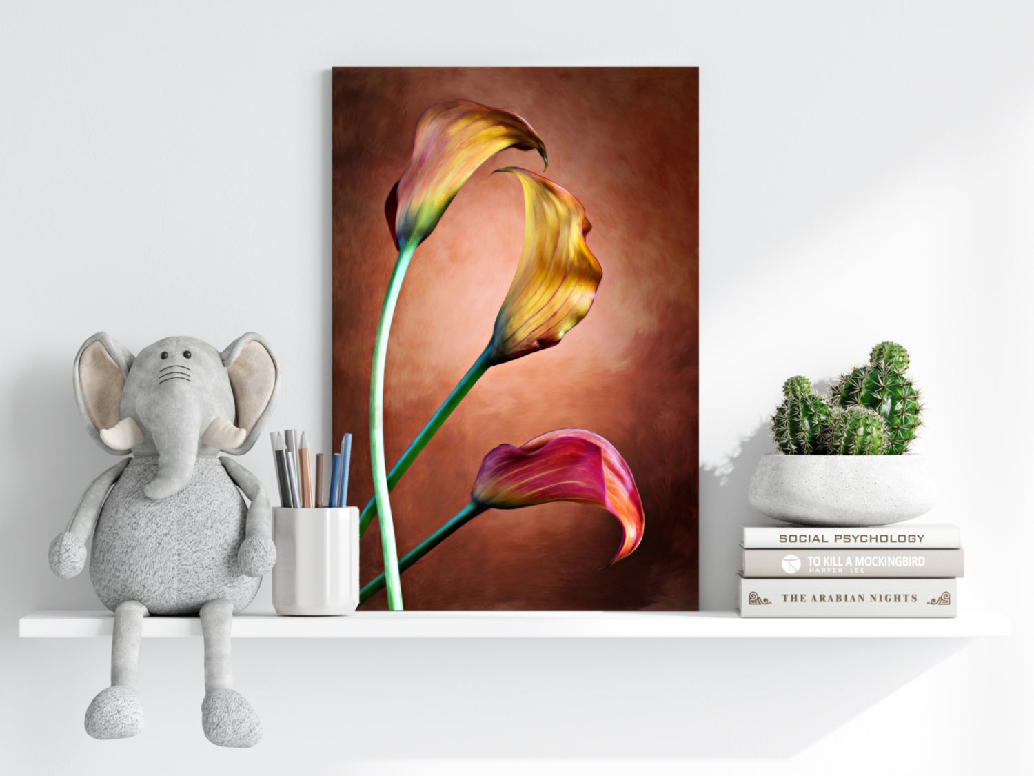 Golden Calla Lily Trio Copper Aluminum Print