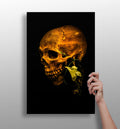 Golden Lit Skull With Ivy Leaf Aluminum Print