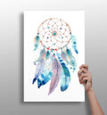 Turquoise Watercolor Feather Dreamcatcher Aluminum Print