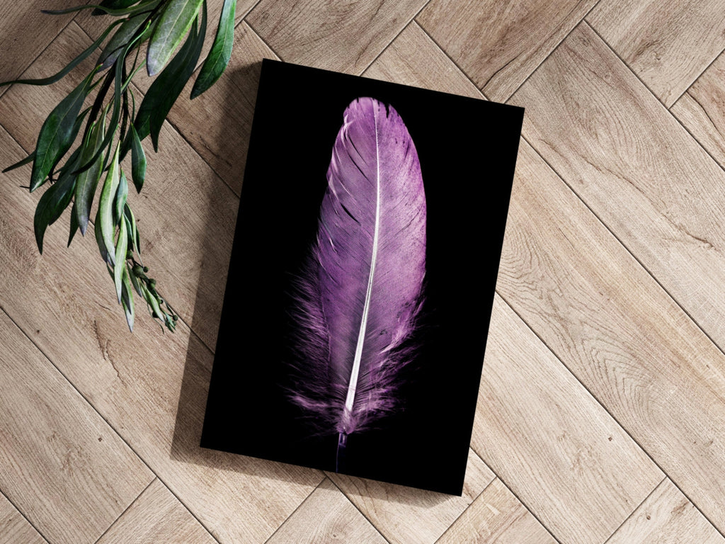 Soft Lilac Purple Feather On Black Aluminum Print