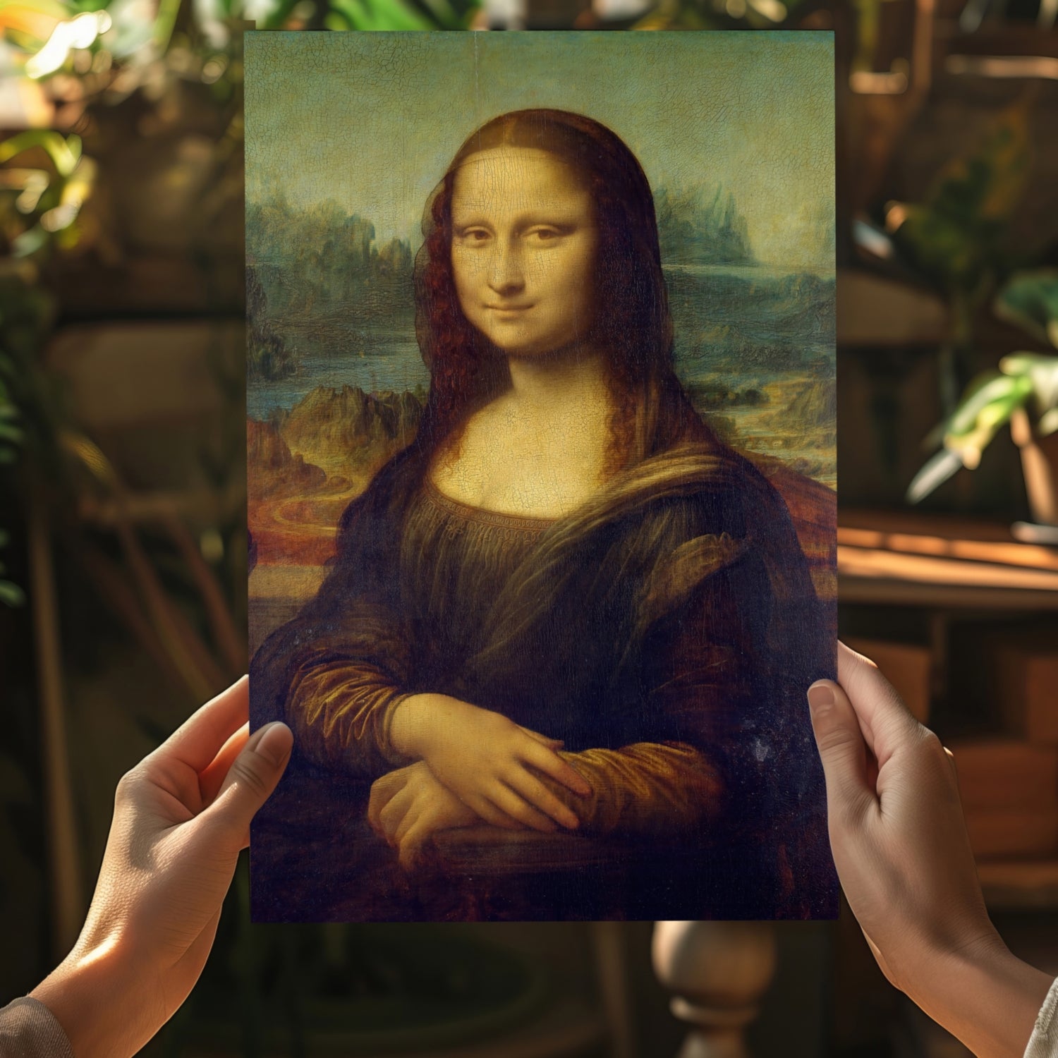 Mona Lisa Classic Renaissance Smiling Lady Portrait Aluminum Print