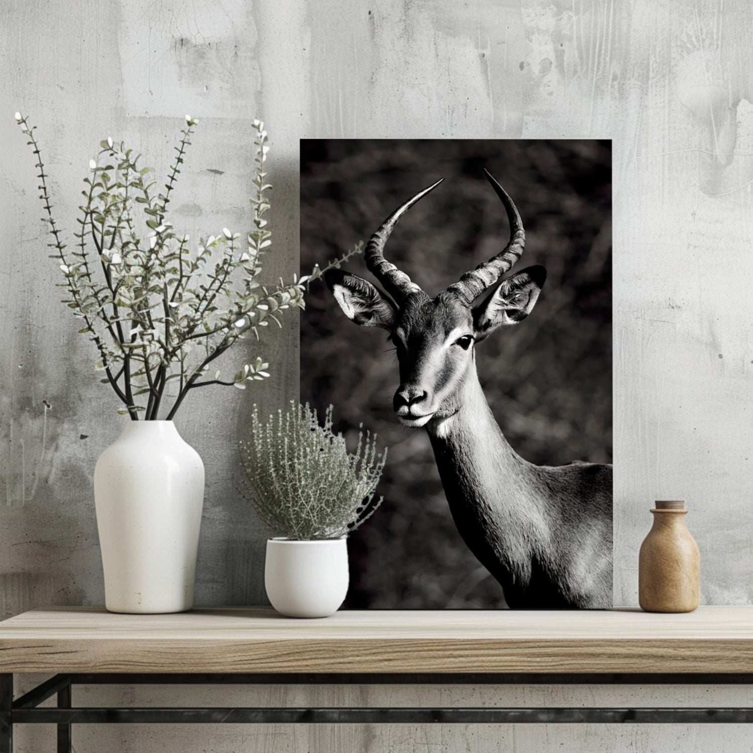 Black And White Impala Antelope Aluminum Print