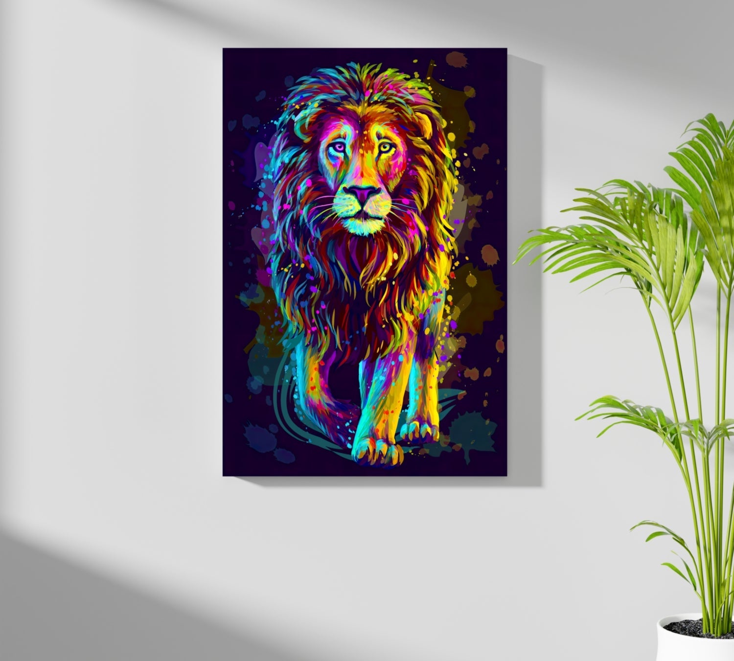 Neon Colorful Lion Aluminum Print