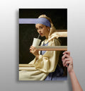 Pearl Earring Girl Soda Cup Glitch Aluminum Print