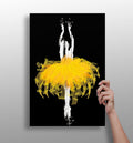 Yellow Tutu Silhouette Dancer on Black Aluminum Print