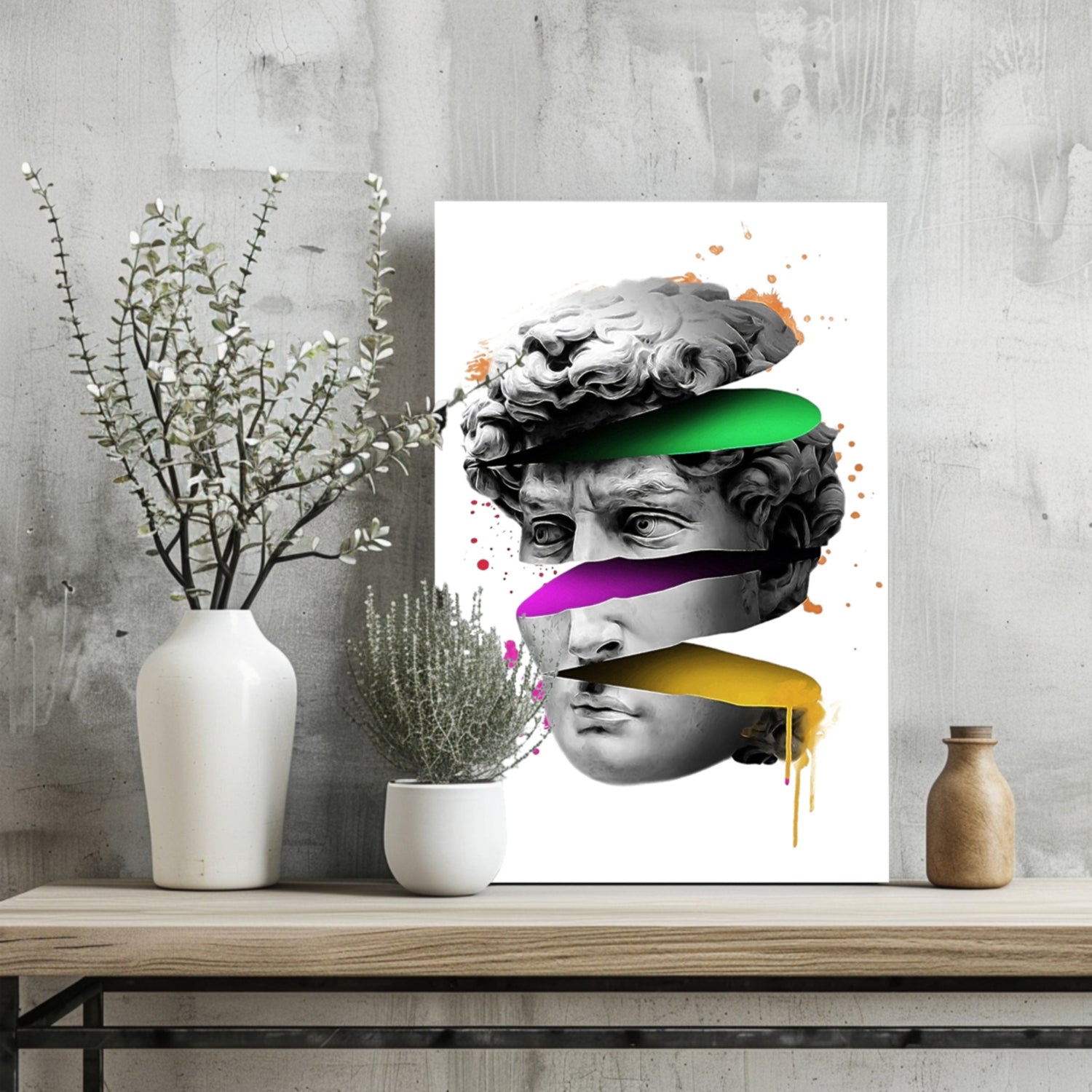 Sliced Marble Head with Paint Aluminum Print