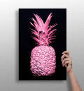 Hot Pink Painted Pineapple Black Aluminum Print