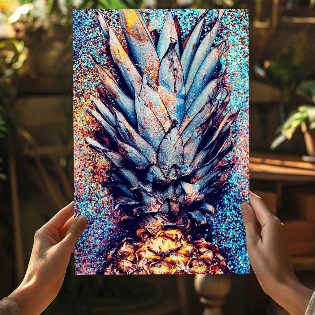 Glitter Confetti Pineapple Crown Aluminum Print