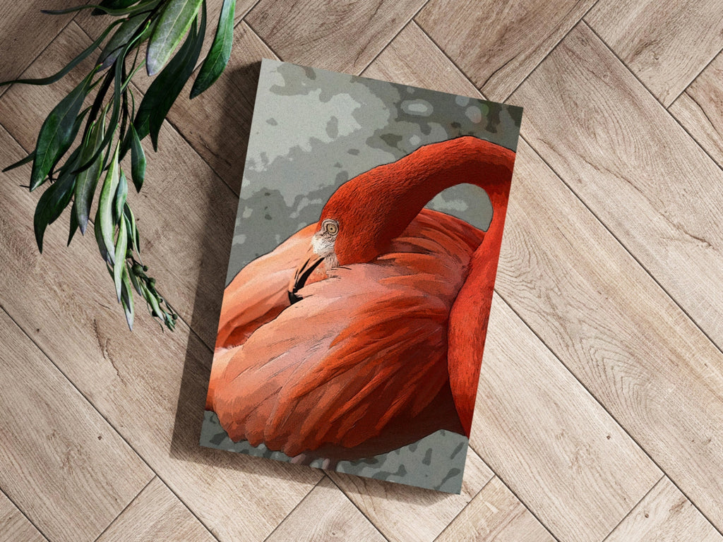Preening Flamingo Close Up Aluminum Print