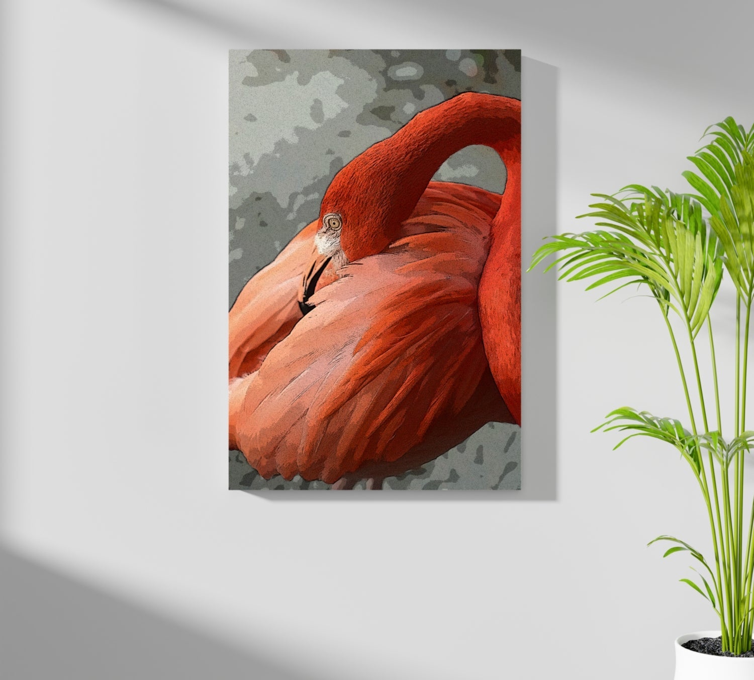 Preening Flamingo Close Up Aluminum Print