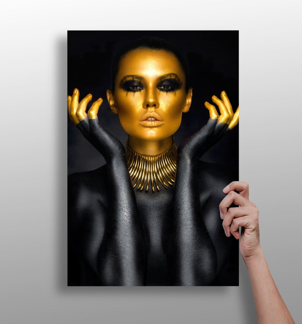 Gilded Face Collar Necklace Aluminum Print