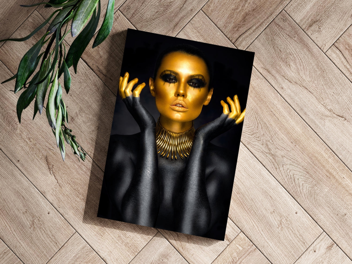 Gilded Face Collar Necklace Aluminum Print