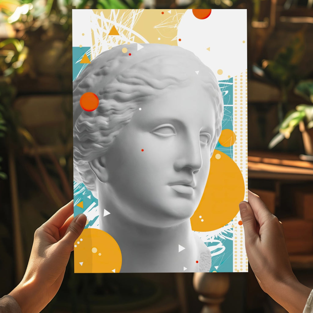 Marble Bust Memphis Collage Aluminum Print