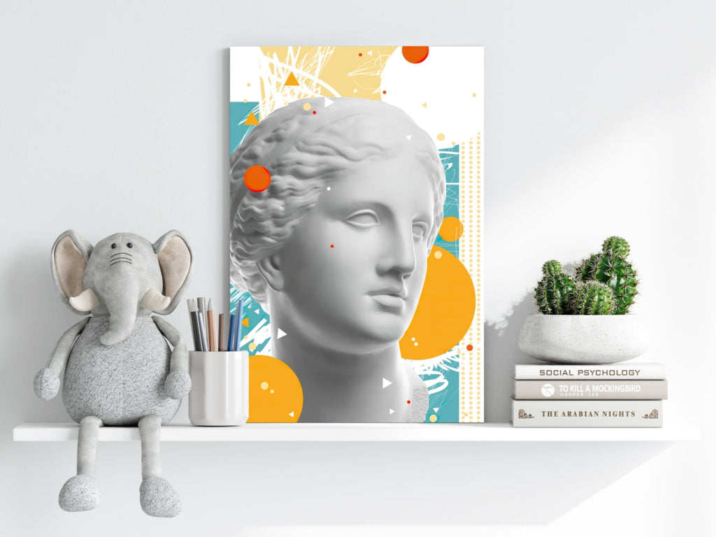 Marble Bust Memphis Collage Aluminum Print