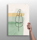 Mustard Band Sage Feather Leaf Line Art Aluminum Print