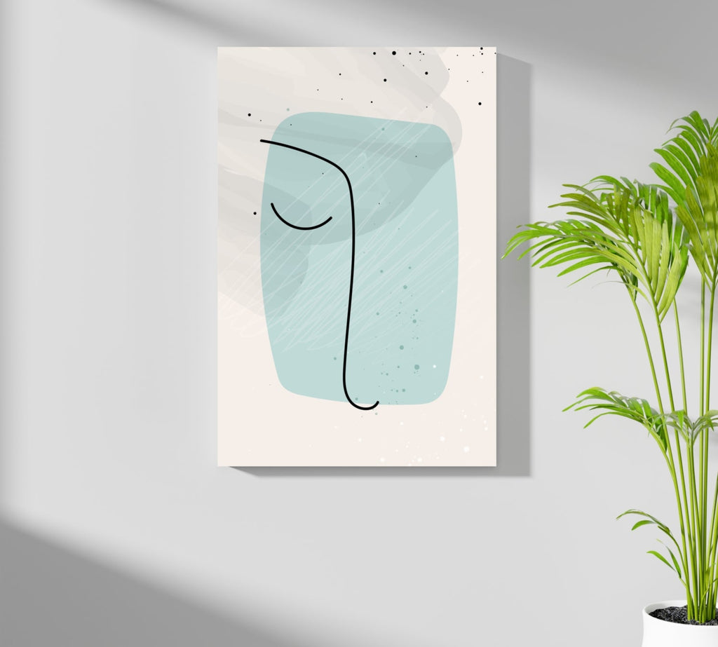Mint Rounded Square Minimal Face Line Aluminum Print