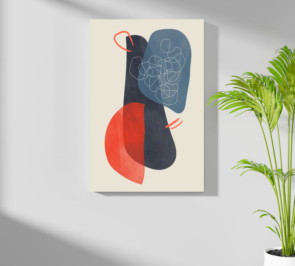 Navy Scribble Knot Red Crescent Aluminum Print