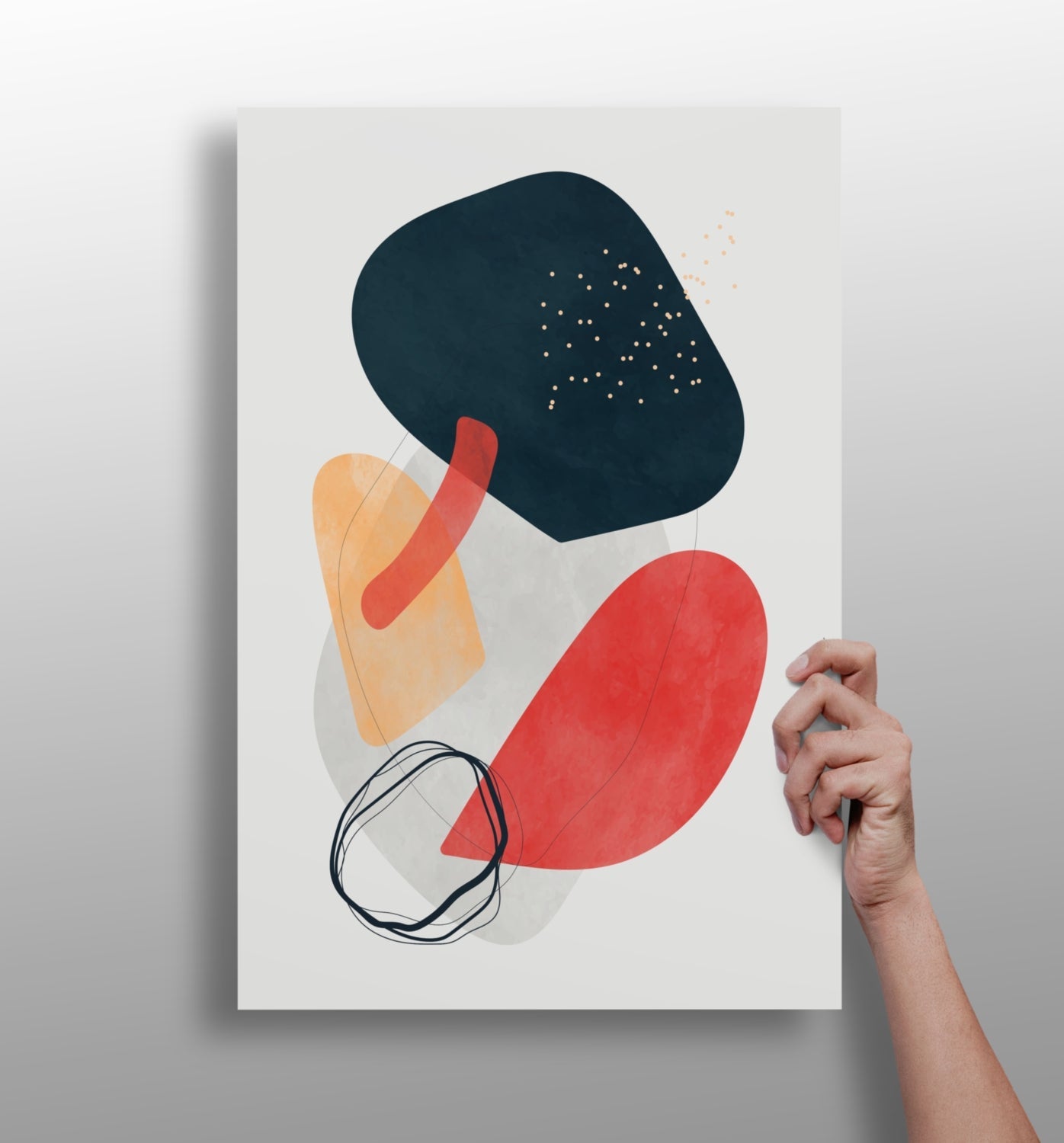 Navy And Red Organic Blobs Abstract Aluminum Print