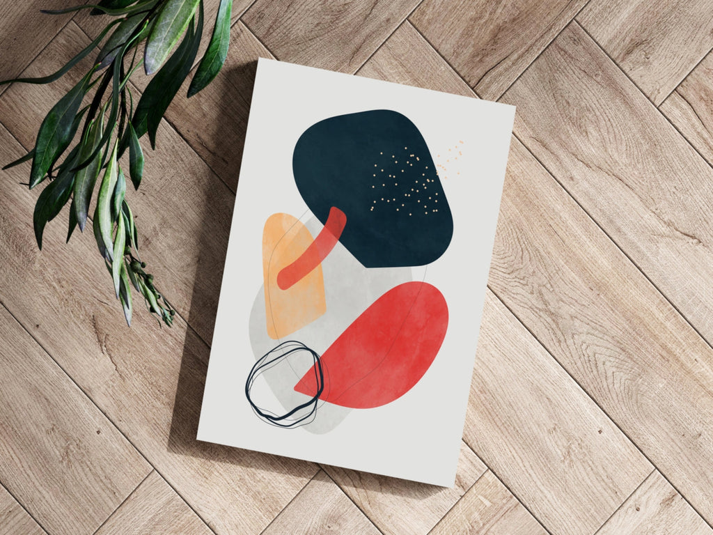 Navy And Red Organic Blobs Abstract Aluminum Print