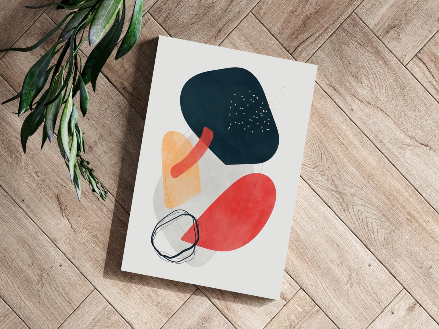 Navy And Red Organic Blobs Abstract Aluminum Print